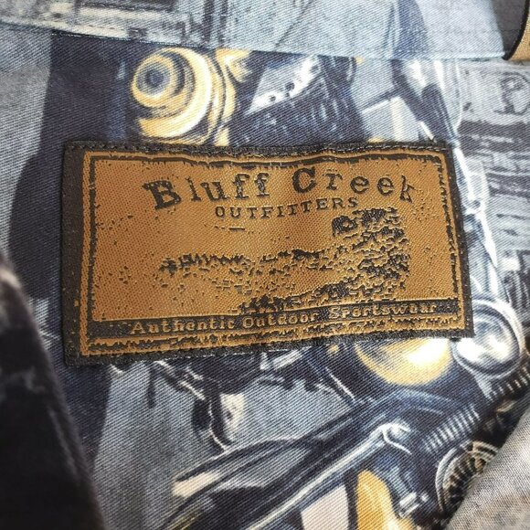 VTG Mens Classic Motorcycle Moto Shirt Button down Large Long Sleeve Cotton Bike - Picture 7 of 11